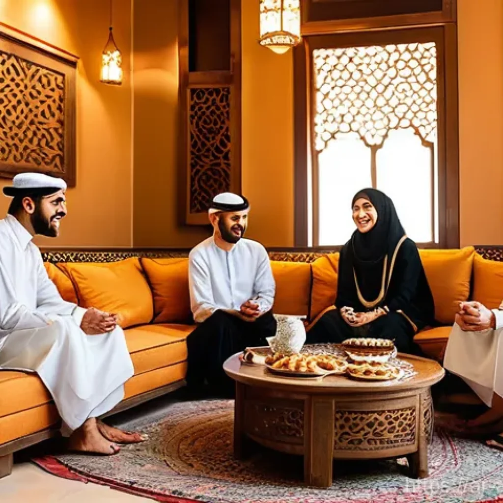 아시아 코미디 유튜버 추천 - **Prompt 1: "Cross-Cultural Laughter Shared in an Arab Home"**
    A group of diverse Arab teenagers...