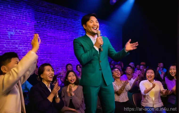 태국 코미디 트렌드 변화 - **Prompt 1: The Digital Comedy Star**
    A vibrant, medium close-up shot of a young, charismatic Th...